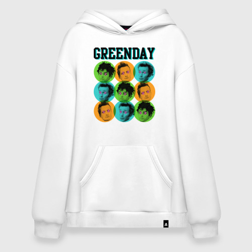 Худи SuperOversize хлопок Green Day all, цвет белый