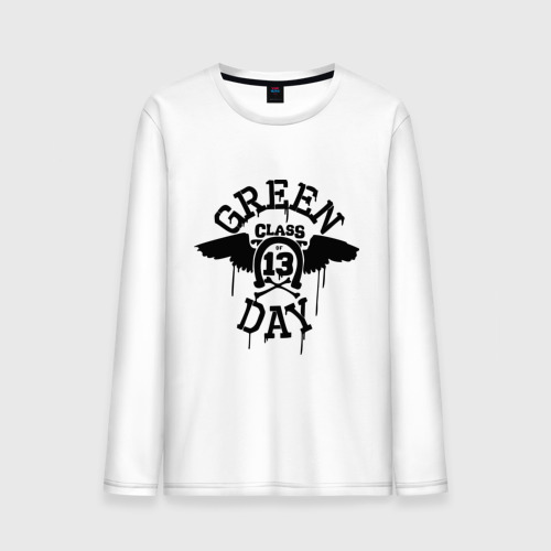 Мужской лонгслив хлопок Green day class of 13, цвет белый