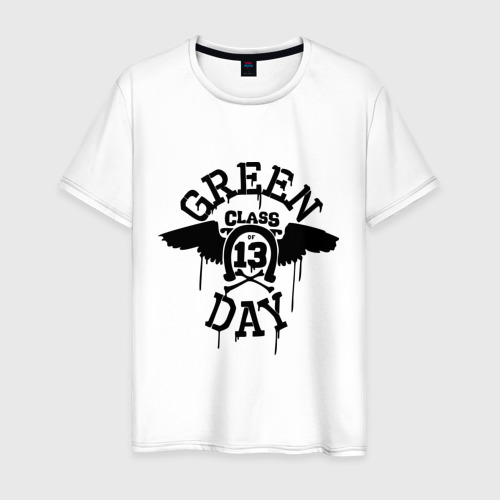 Мужская футболка хлопок Green day class of 13, цвет белый