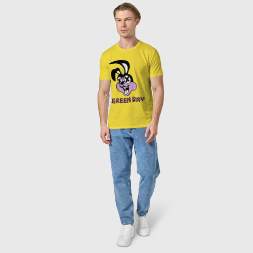 Мужская футболка хлопок Green day rabbit, цвет желтый - фото 5