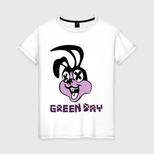 Женская футболка хлопок Green day rabbit, цвет белый