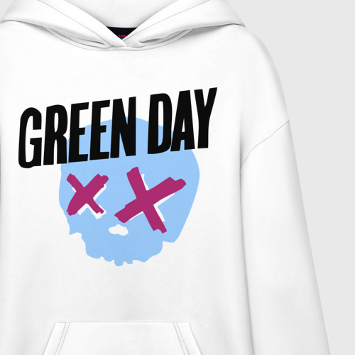 Худи SuperOversize хлопок Green day skull, цвет белый - фото 3