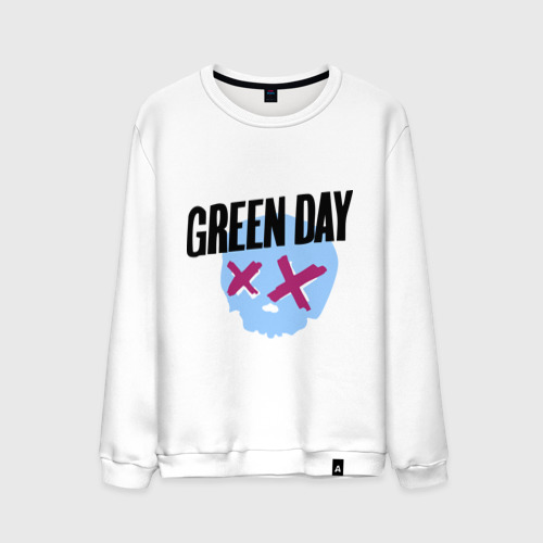 Мужской свитшот хлопок Green day skull, цвет белый