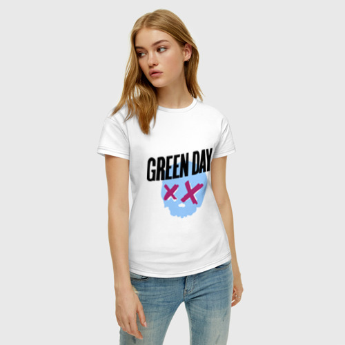 Женская футболка хлопок Green day skull - фото 3
