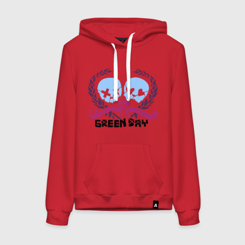 Женская толстовка хлопок Green day skulls, цвет красный