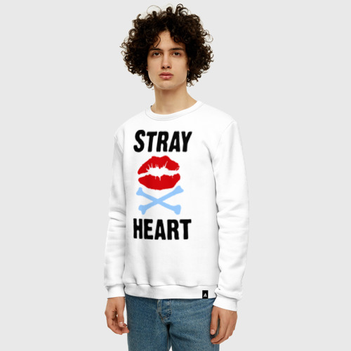 Мужской свитшот хлопок Stray heart, цвет белый - фото 3