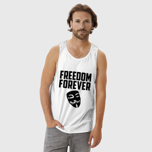 Мужская майка хлопок Freedom forever, цвет белый - фото 3