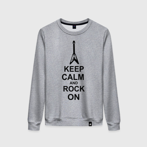 Женский свитшот хлопок Keep calm and rock on, цвет меланж