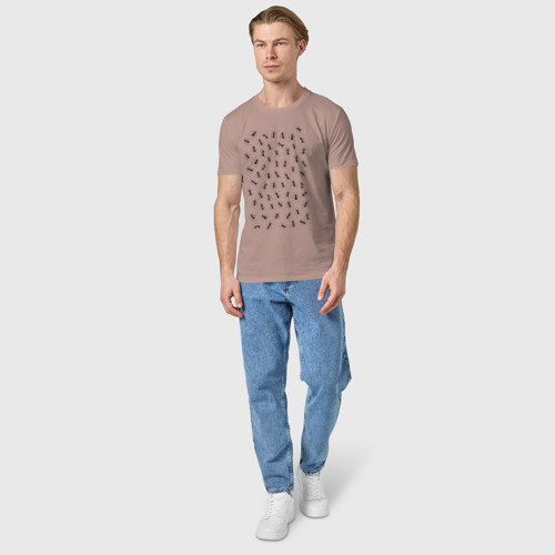 Мужская футболка хлопок Армия мурашей, цвет пыльно-розовый - фото 5