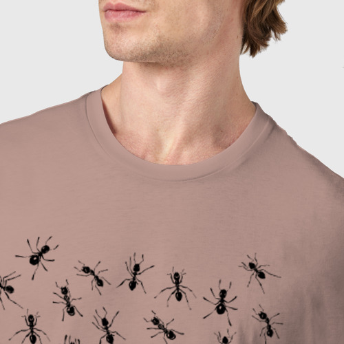 Мужская футболка хлопок Армия мурашей, цвет пыльно-розовый - фото 6