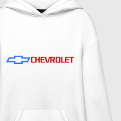 Ультрамодная кофта-худи с принтом Chevrolet горизонтальный для любого человека, и мужчины, и женщины, вид спереди №2. Цвет основы: белый