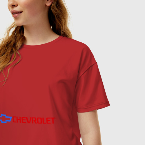Женская футболка хлопок Oversize Chevrolet горизонтальный, цвет красный - фото 3