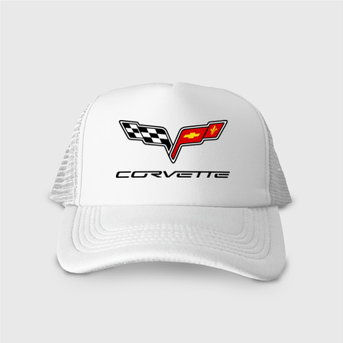 Кепка тракер с сеткой Chevrolet corvette, цвет белый