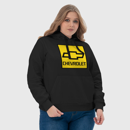 Женская толстовка хлопок logo chevrolet, цвет черный - фото 6