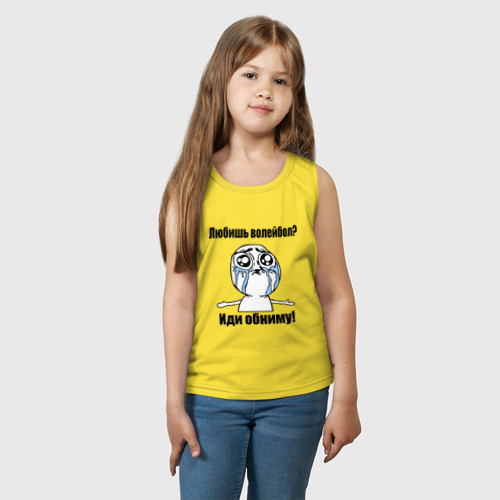 Детская майка хлопок Любишь волейбол – иди обниму, цвет желтый - фото 3