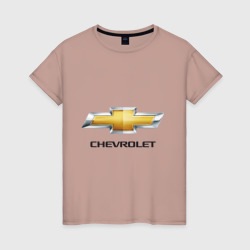 Женская футболка хлопок Chevrolet логотип