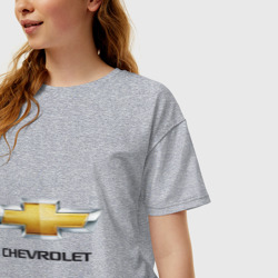 Женская футболка хлопок Oversize Chevrolet логотип - фото 2