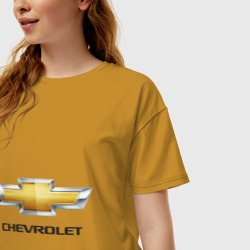 Женская футболка хлопок Oversize Chevrolet логотип - фото 2