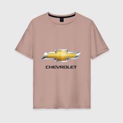 Женская футболка хлопок Oversize Chevrolet логотип