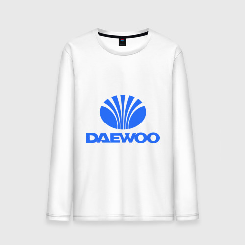 Мужской лонгслив хлопок Logo daewoo, цвет белый