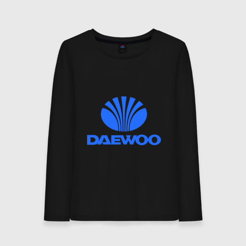 Женский лонгслив хлопок Logo daewoo, цвет черный