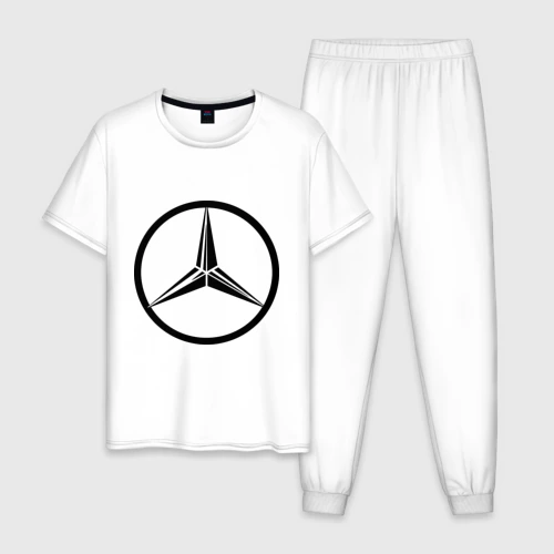 Мужская пижама с белой футболкой хлопок Mercedes-Benz logo