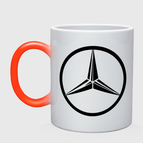 Кружка хамелеон Mercedes-Benz logo, цвет белый + красный