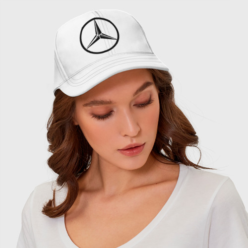 Бейсболка Mercedes-Benz logo, цвет белый - фото 4