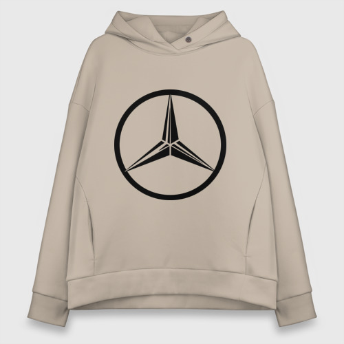 Женское худи Oversize хлопок Mercedes-Benz logo, цвет миндальный