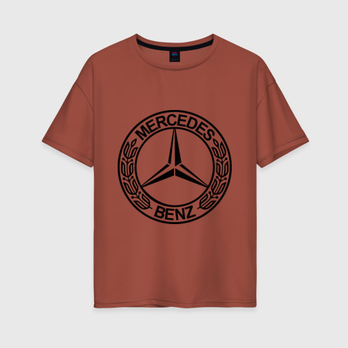 Женская футболка хлопок Oversize Mercedes-Benz, цвет кирпичный