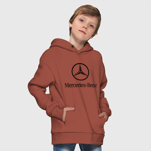 Детское худи Oversize хлопок Logo Mercedes-Benz, цвет кирпичный - фото 9