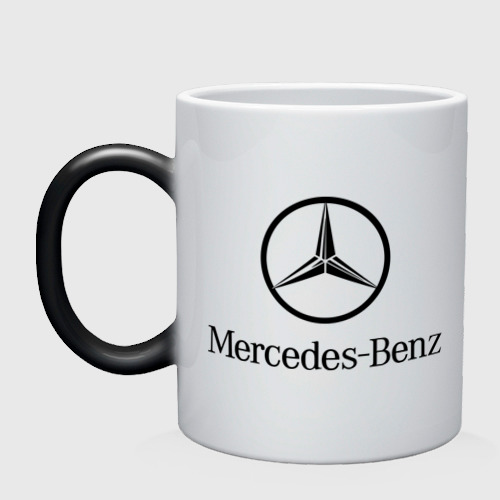 Кружка хамелеон Logo Mercedes-Benz, цвет белый + черный