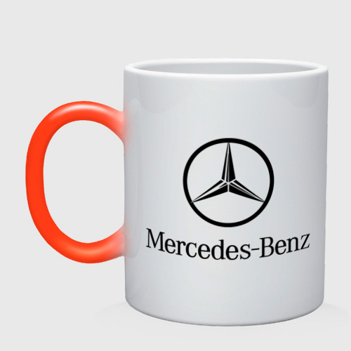 Кружка хамелеон Logo Mercedes-Benz, цвет белый + красный