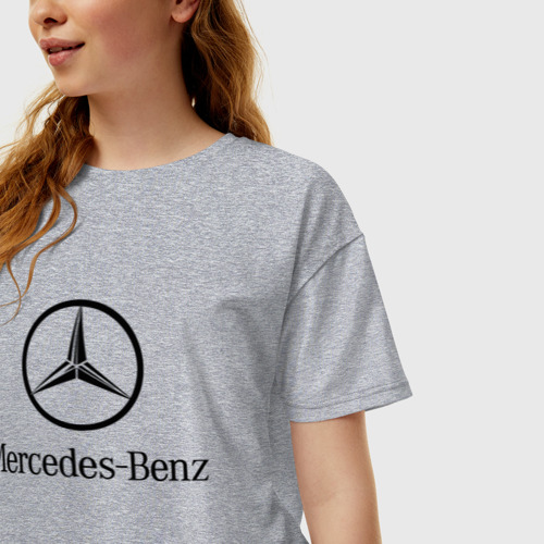Женская футболка хлопок Oversize Logo Mercedes-Benz, цвет меланж - фото 3