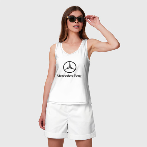 Женская майка хлопок Logo Mercedes-Benz, цвет белый - фото 3