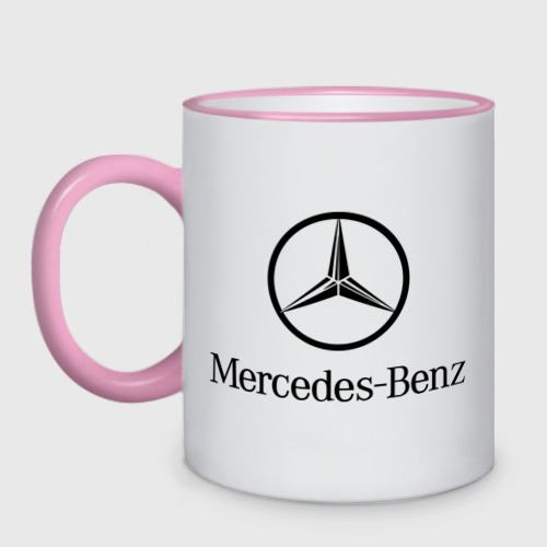 Кружка двухцветная Logo Mercedes-Benz, цвет Кант розовый