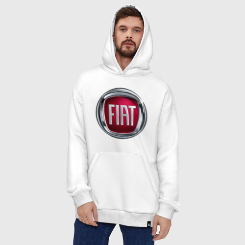 Худи SuperOversize хлопок Fiat logo, цвет белый - фото 5