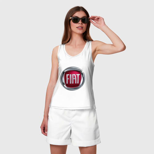 Женская майка хлопок Fiat logo, цвет белый - фото 3