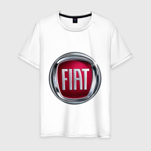 Мужская футболка хлопок Fiat logo, цвет белый