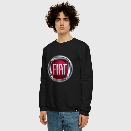 Мужской свитшот хлопок Fiat logo, цвет черный - фото 3