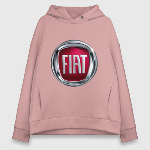 Женское худи Oversize хлопок Fiat logo, цвет пыльно-розовый