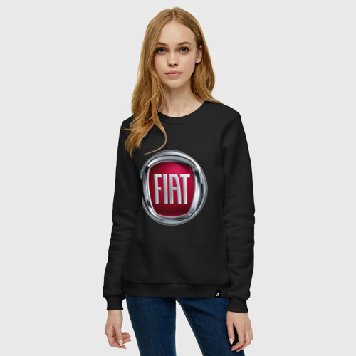 Женский свитшот хлопок Fiat logo, цвет черный - фото 3