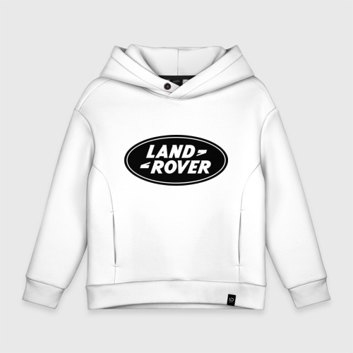 Детское худи Oversize хлопок Land Rover logo, цвет белый