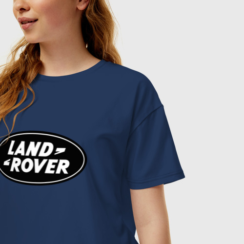 Женская футболка хлопок Oversize Land Rover logo, цвет темно-синий - фото 3
