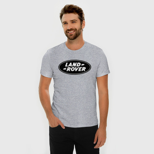 Мужская футболка хлопок Slim Land Rover logo, цвет меланж - фото 3