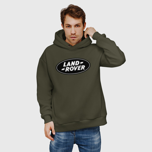 Мужское худи Oversize хлопок Land Rover logo, цвет хаки - фото 3