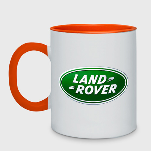 Кружка двухцветная Logo Land Rover, цвет белый + оранжевый