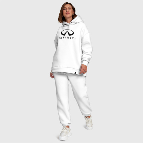 Женский костюм хлопок Oversize Infiniti logo, цвет белый - фото 6