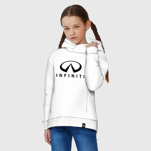 Детское худи Oversize хлопок Infiniti logo, цвет белый - фото 3