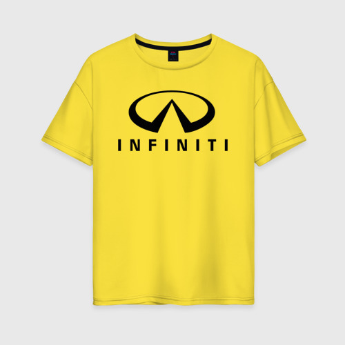 Женская футболка хлопок Oversize Infiniti logo, цвет желтый